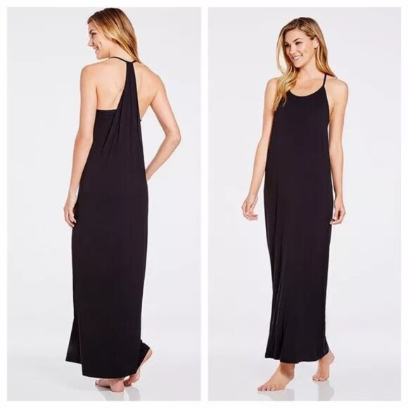 NWT FABLETICS BLACK NEEMA MAXI DRESS S4-6 - Picture 2 of 4